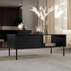 Garnero Arredamenti Tavolini Moderni|Tavolini Moderni-Tavolino da salotto 100x55cm con vano nero Wild Nero Opaco