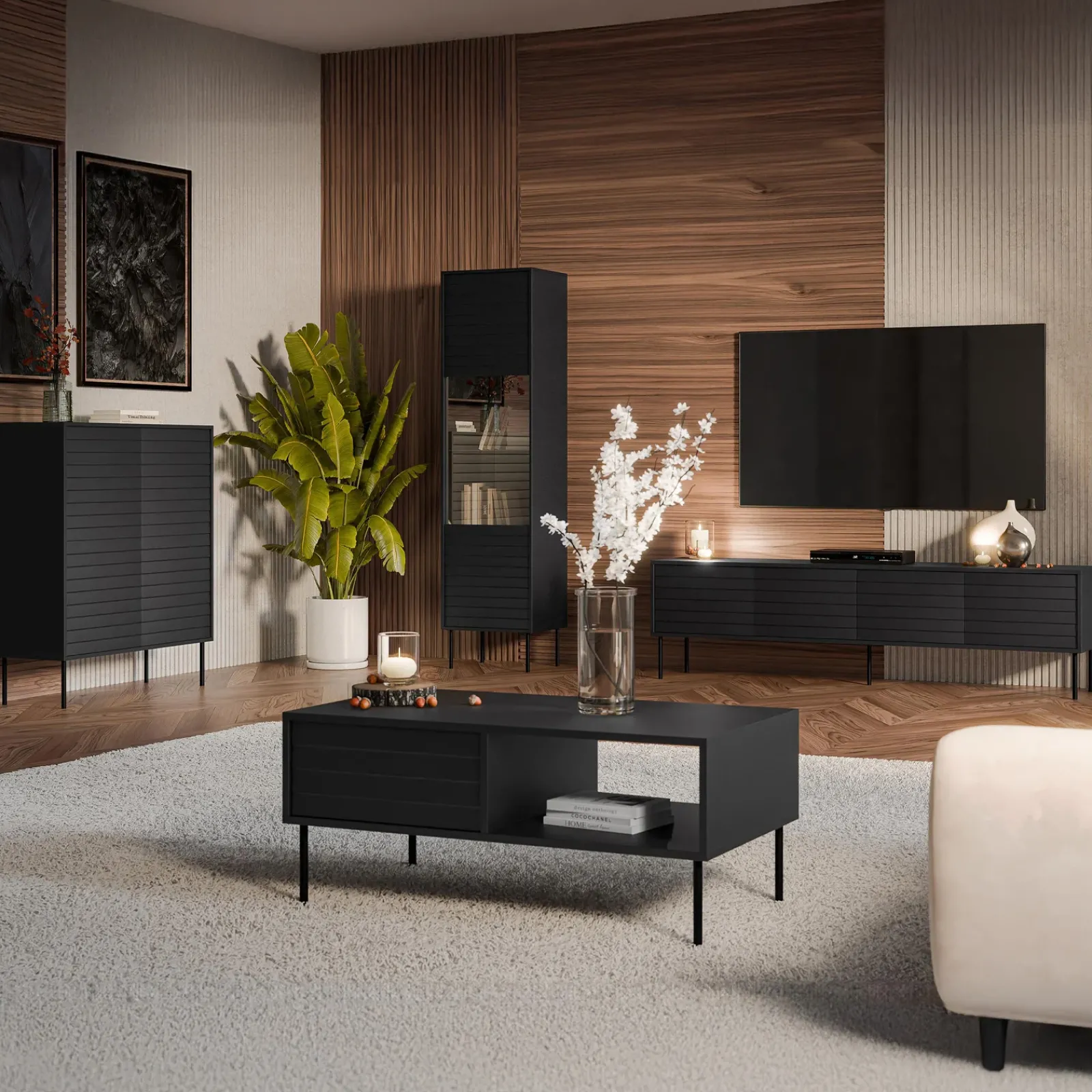 Garnero Arredamenti Tavolini Moderni|Tavolini Moderni-Tavolino da salotto 100x55cm con vano nero Wild Nero Opaco