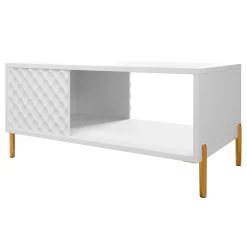 Garnero Arredamenti Tavolini Moderni|Tavolini Moderni-Tavolino da salotto 92x43cm con frontali decorati bianco Amsterdam