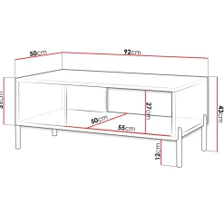Garnero Arredamenti Tavolini Moderni|Tavolini Moderni-Tavolino da salotto 92x43cm con frontali decorati bianco Amsterdam