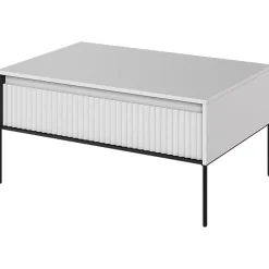 Garnero Arredamenti Tavolini Moderni|Tavolini Moderni-Tavolino da salotto 100x50cm cannettato nero Camelia Bianco Opaco