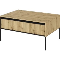 Garnero Arredamenti Tavolini Moderni|Tavolini Moderni-Tavolino da salotto 100x50cm cannettato nero Camelia Rovere Rustico