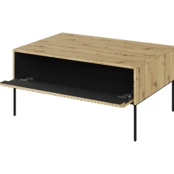 Garnero Arredamenti Tavolini Moderni|Tavolini Moderni-Tavolino da salotto 100x50cm cannettato nero Camelia Rovere Rustico