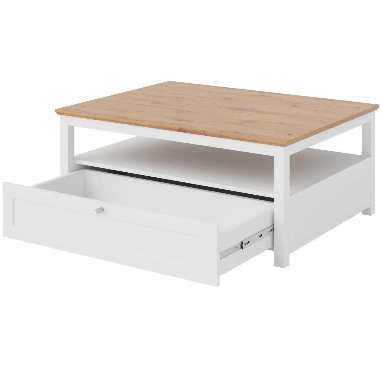 Garnero Arredamenti Tavolini Moderni|Tavolini Moderni-Tavolino da salotto 104x80cm con cassetto bianco rovere Relaxio