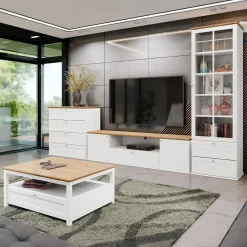 Garnero Arredamenti Tavolini Moderni|Tavolini Moderni-Tavolino da salotto 104x80cm con cassetto bianco rovere Relaxio