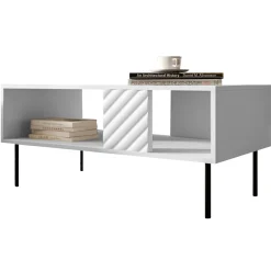 Garnero Arredamenti Tavolini Moderni|Tavolini Moderni-Tavolino da salotto 100x64cm con frontali decorati bianco Daniele Bianco Opaco