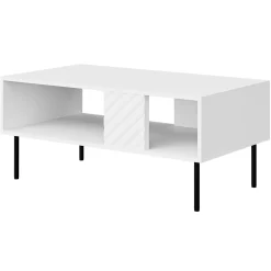 Garnero Arredamenti Tavolini Moderni|Tavolini Moderni-Tavolino da salotto 100x64cm con frontali decorati bianco Daniele Bianco Opaco