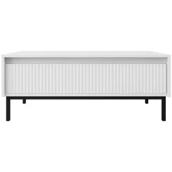 Garnero Arredamenti Tavolini Moderni|Tavolini Moderni-Tavolino da salotto 100x50cm design cannettato bianco Strike Bianco Opaco