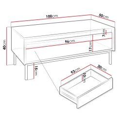 Garnero Arredamenti Tavolini Moderni|Tavolini Moderni-Tavolino da salotto 100x50cm design cannettato nero Strike Nero Opaco
