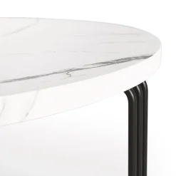 Garnero Arredamenti Tavolini Moderni|Tavolini Moderni-Tavolino da salotto 80x36cm effetto marmo bianco nero Elan
