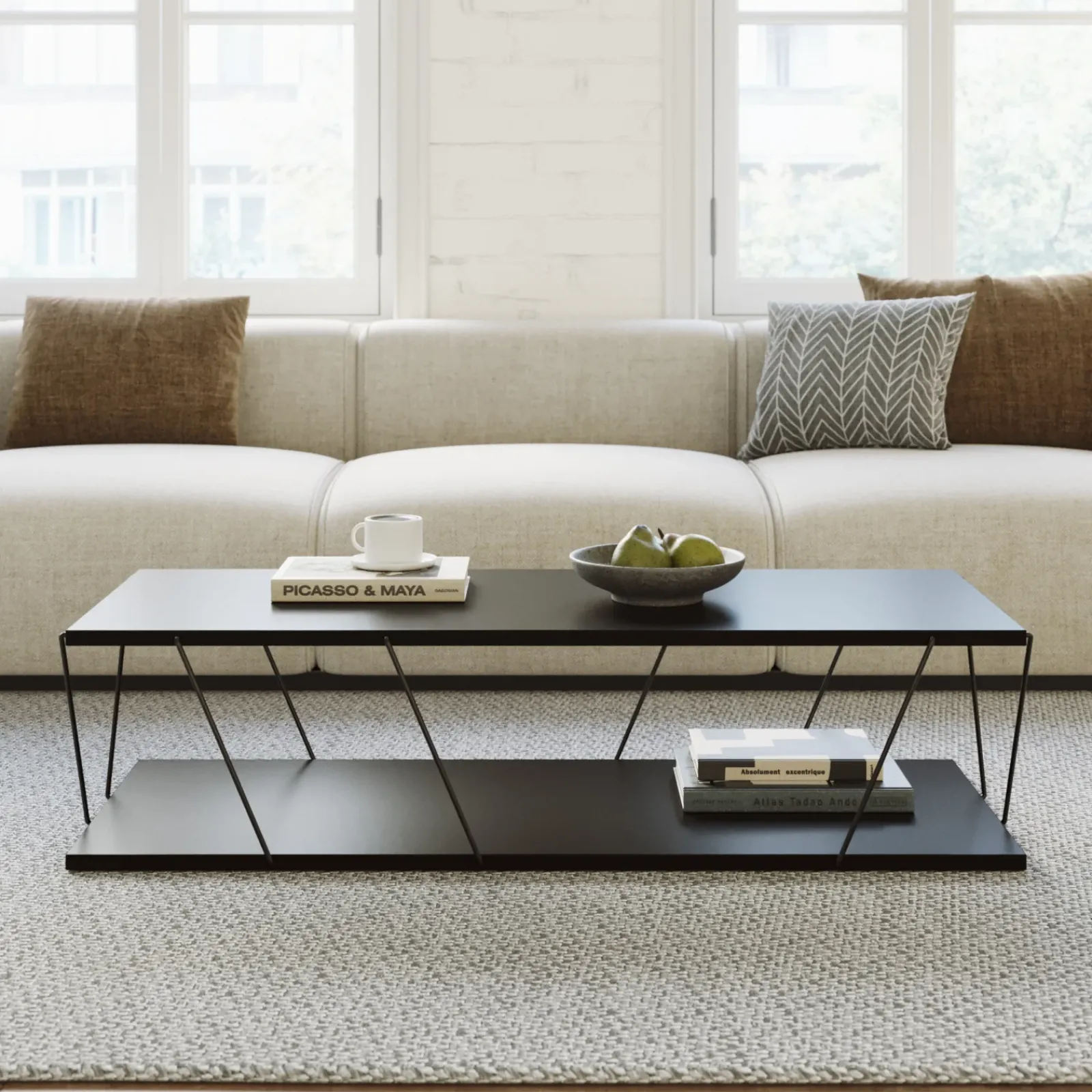 Garnero Arredamenti Tavolini Moderni|Tavolini Moderni-Tavolino da salotto 120x50cm industrial antracite Taleggio