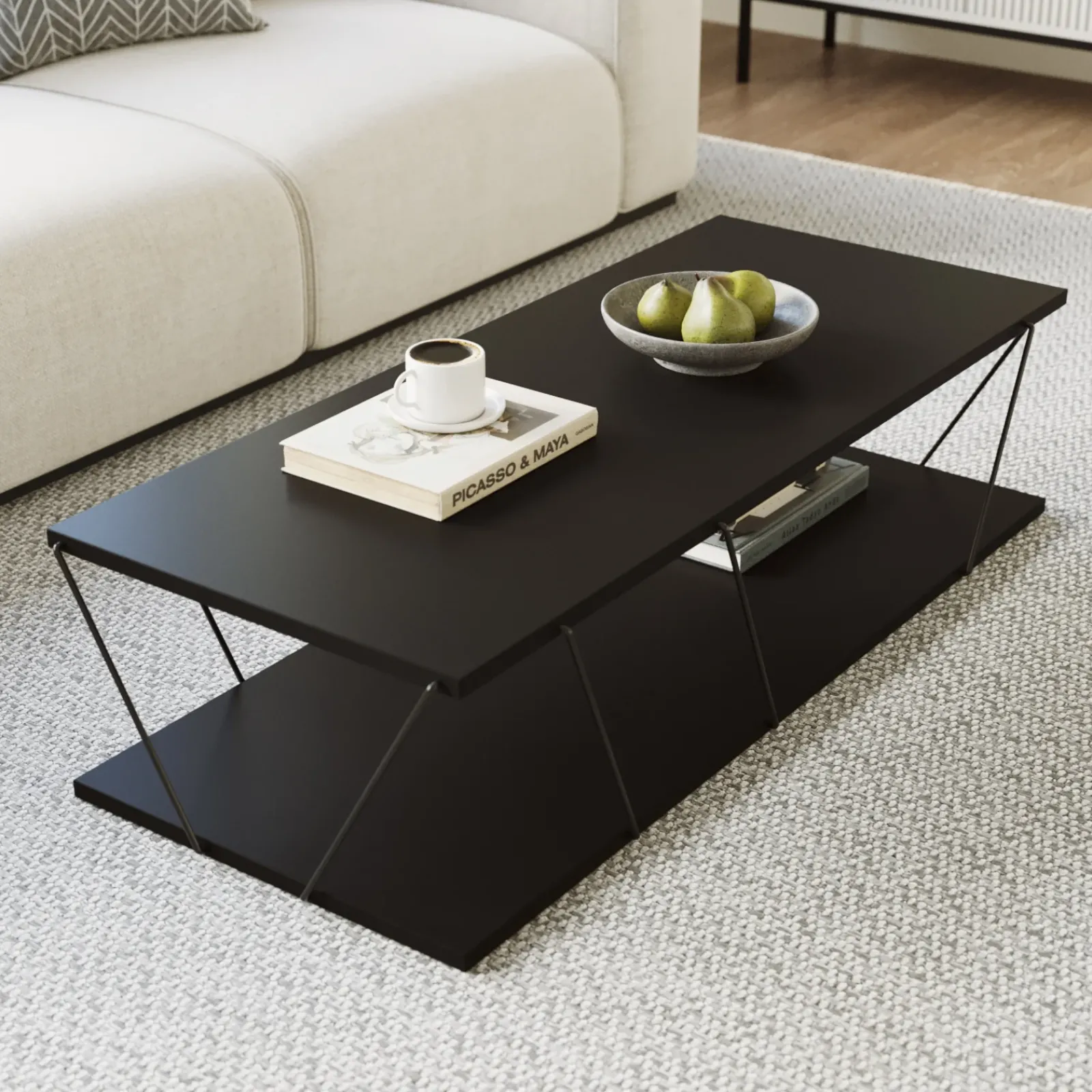 Garnero Arredamenti Tavolini Moderni|Tavolini Moderni-Tavolino da salotto 120x50cm industrial antracite Taleggio