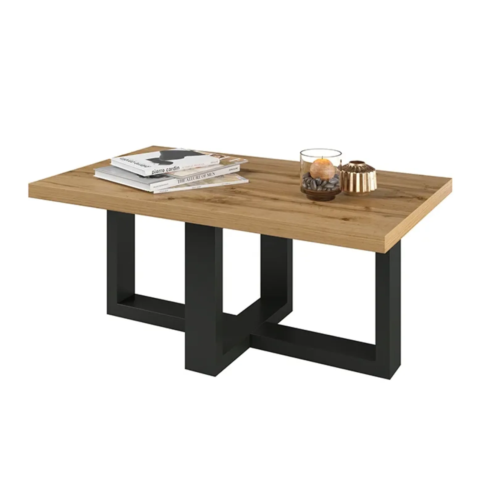 Garnero Arredamenti Tavolini Moderni|Tavolini Moderni-Tavolino da salotto 102x60cm industrial rovere nero opaco Lines