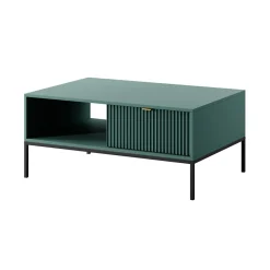 Garnero Arredamenti Tavolini Moderni|Tavolini Moderni-Tavolino da salotto 104x46cm moderno con cassetto cannettato verde Alisa