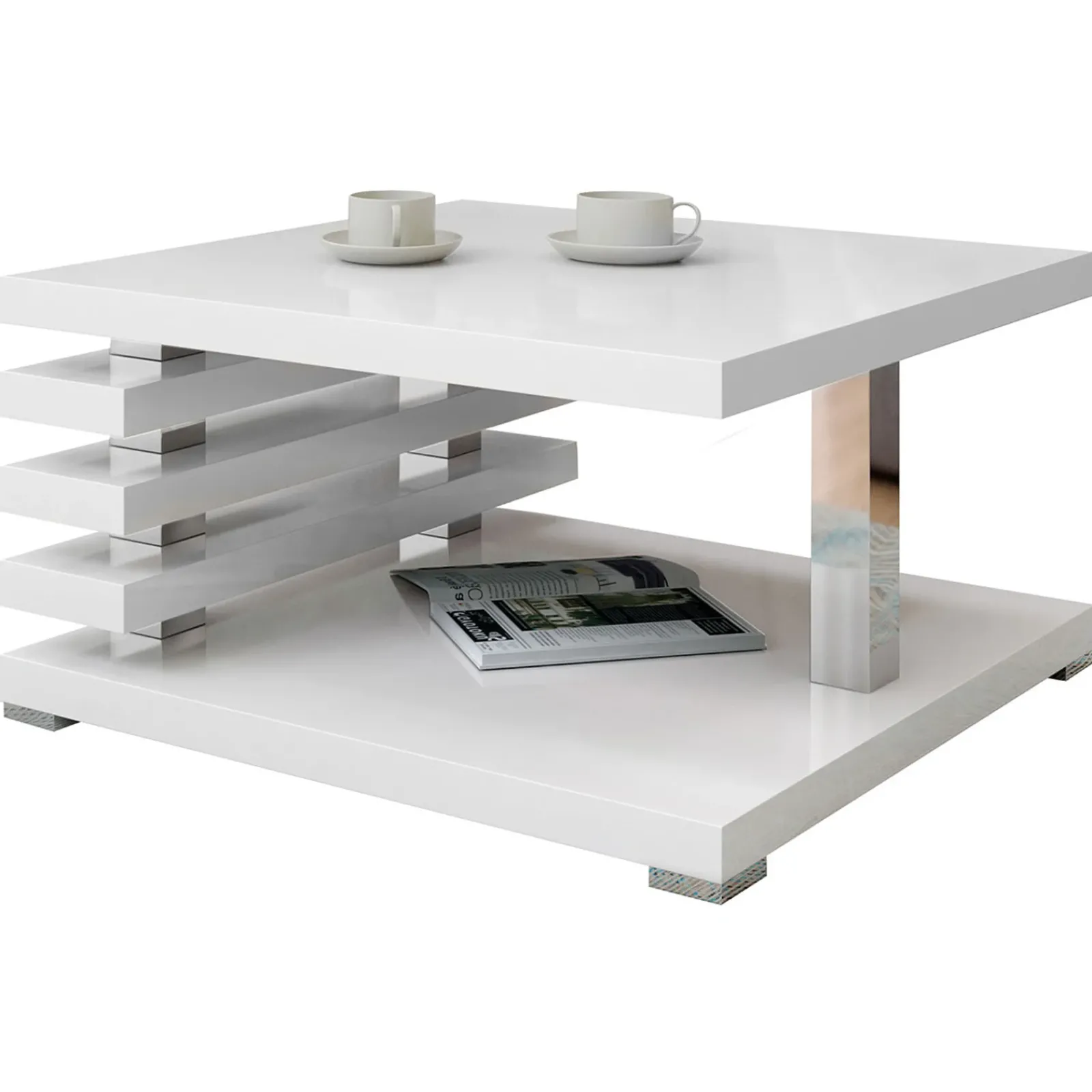 Garnero Arredamenti Tavolini Moderni|Tavolini Moderni-Tavolino da salotto 60x60cm moderno Zaphira Bianco Lucido