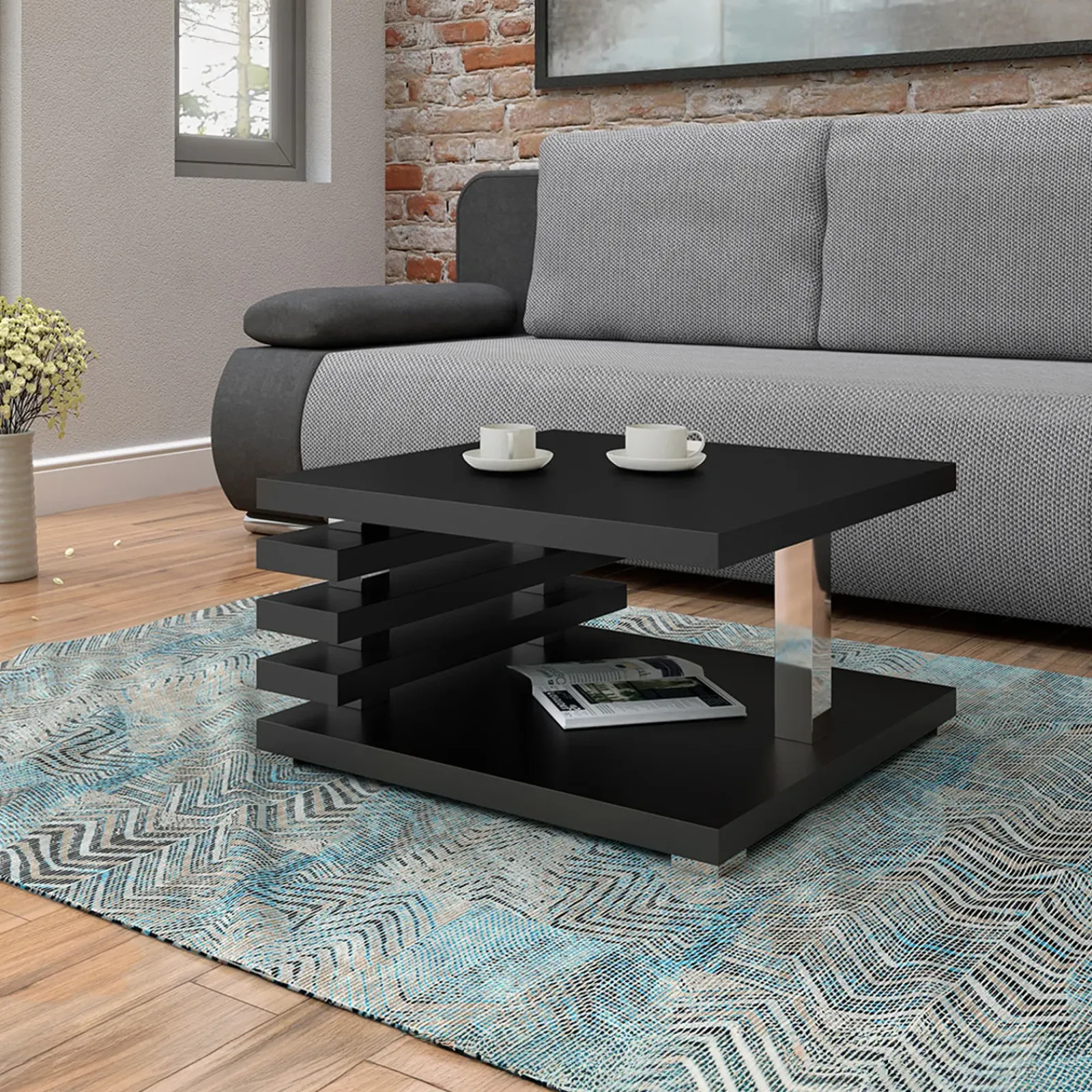 Garnero Arredamenti Tavolini Moderni|Tavolini Moderni-Tavolino da salotto 60x60cm moderno Zaphira Nero Opaco