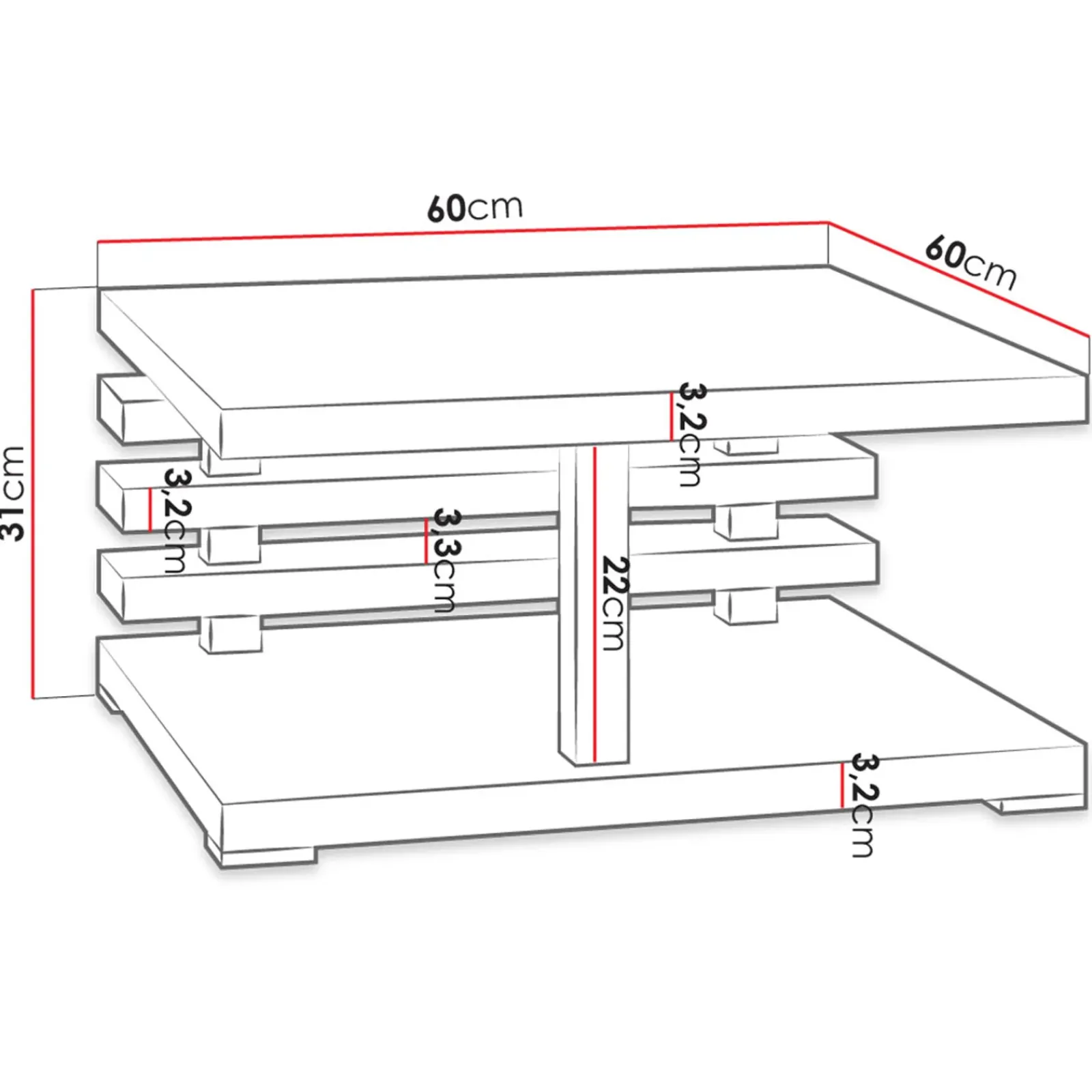 Garnero Arredamenti Tavolini Moderni|Tavolini Moderni-Tavolino da salotto 60x60cm moderno Zaphira Nero Opaco