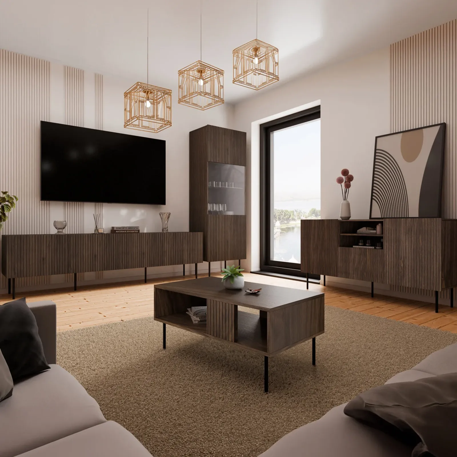 Garnero Arredamenti Tavolini Moderni|Tavolini Moderni-Tavolino da salotto 100x46cm noce cannettato Gabiot