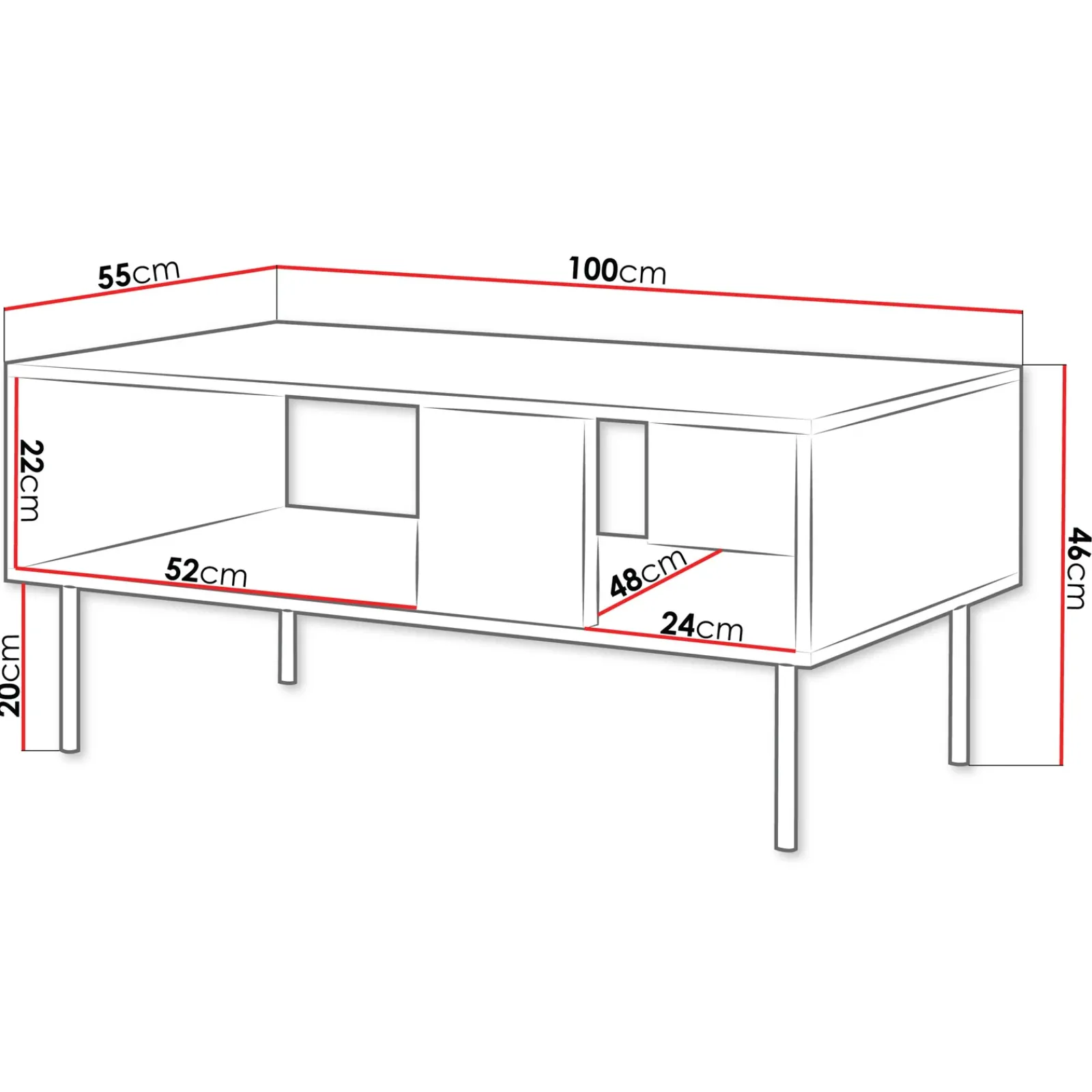 Garnero Arredamenti Tavolini Moderni|Tavolini Moderni-Tavolino da salotto 100x46cm noce cannettato Gabiot