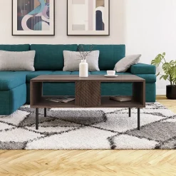 Garnero Arredamenti Tavolini Moderni|Tavolini Moderni-Tavolino da salotto 100x46cm  noce scuro con frontali serigrafati Savanna