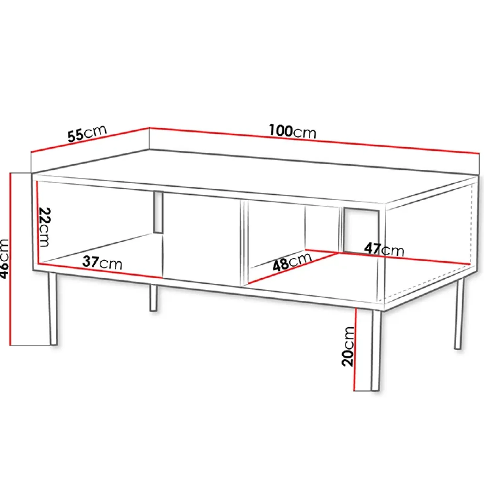 Garnero Arredamenti Tavolini Moderni|Tavolini Moderni-Tavolino da salotto 100x46cm noce scuro con frontali serigrafati Savanna