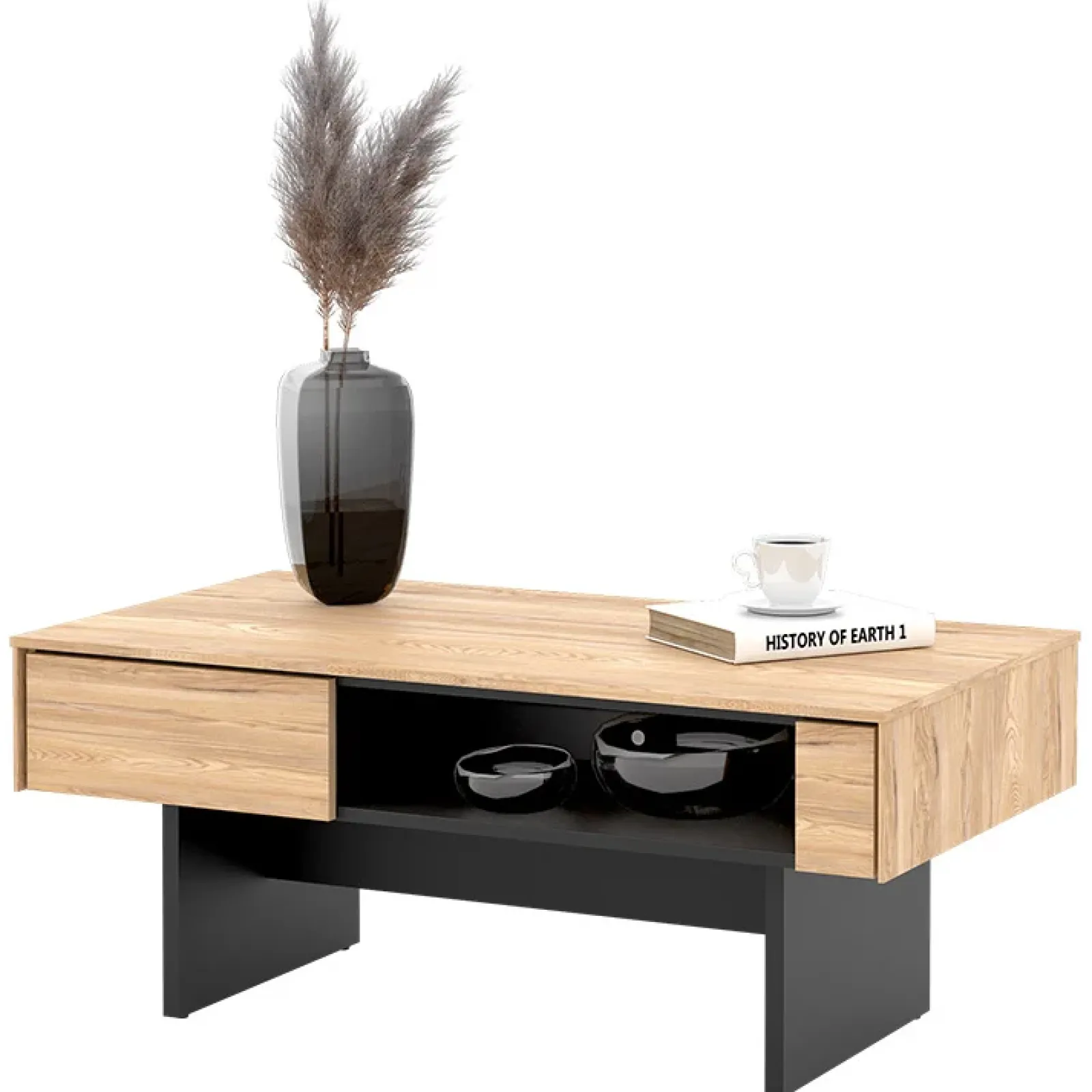 Garnero Arredamenti Tavolini Moderni|Tavolini Moderni-Tavolino da salotto 110x46cm rovere nero Alabaster