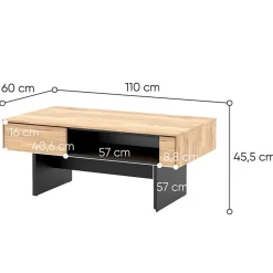 Garnero Arredamenti Tavolini Moderni|Tavolini Moderni-Tavolino da salotto 110x46cm rovere nero Alabaster