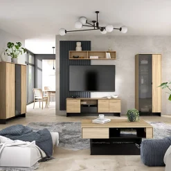 Garnero Arredamenti Tavolini Moderni|Tavolini Moderni-Tavolino da salotto 110x46cm rovere nero Alabaster