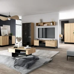 Garnero Arredamenti Tavolini Moderni|Tavolini Moderni-Tavolino da salotto 110x46cm rovere nero Alabaster