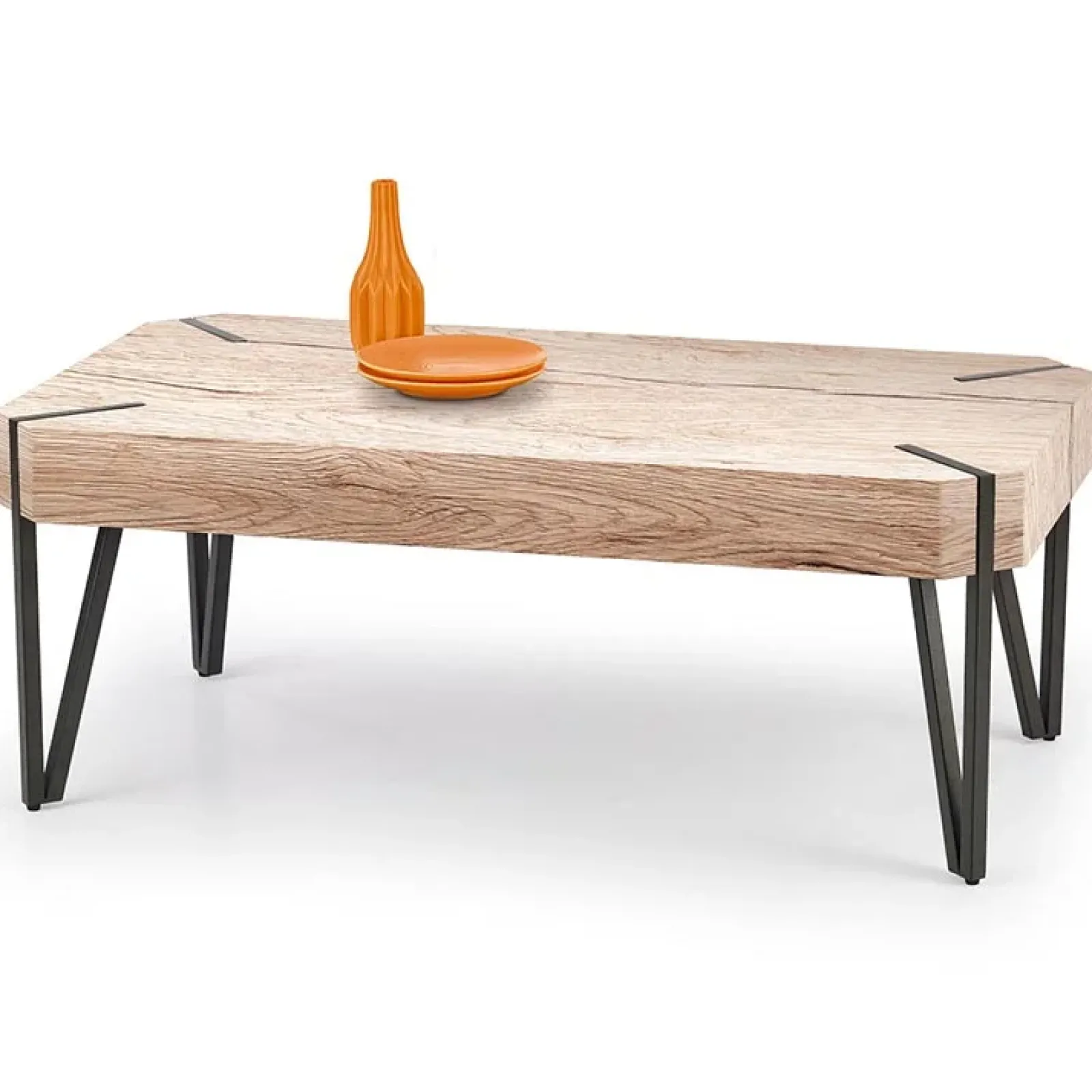 Garnero Arredamenti Tavolini Moderni|Tavolini Moderni-Tavolino da salotto 110x60cm nodato acciaio nero Laval Rovere