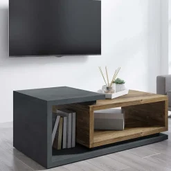 Garnero Arredamenti Tavolini Moderni|Tavolini Moderni-Tavolino da soggiorno 120x60cm design antracite noce Megan Gihome® Antracite - Noce