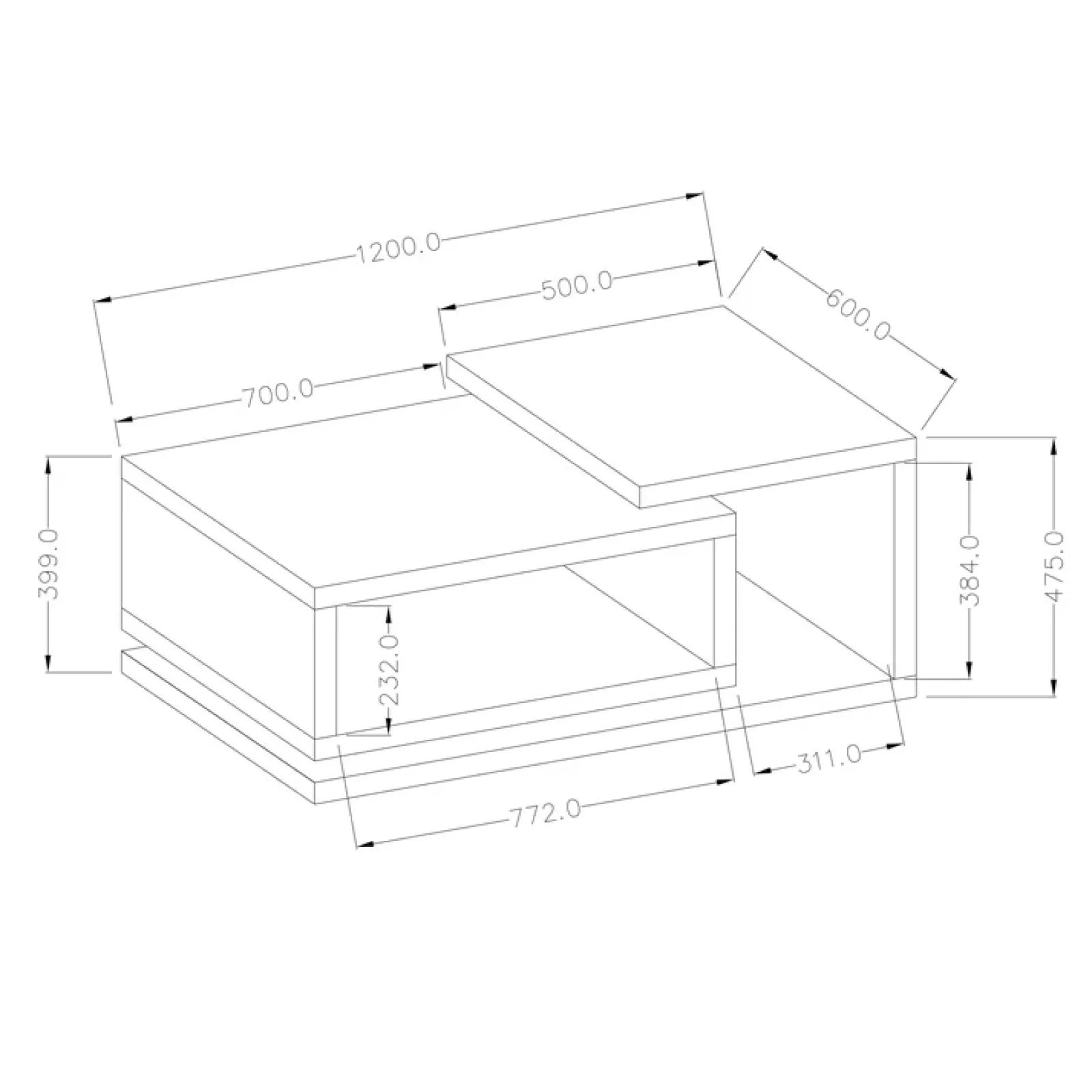 Garnero Arredamenti Tavolini Moderni|Tavolini Moderni-Tavolino da soggiorno 120x60cm design antracite noce Megan Gihome® Antracite - Noce