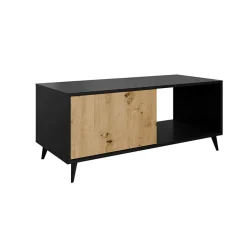 Garnero Arredamenti Tavolini Moderni|Tavolini Moderni-Tavolino da solotto 120x52cm 1 anta 2 vani rovere nero Hans