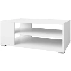 Garnero Arredamenti Tavolini Moderni|Tavolini Moderni-Tavolino salotto 100x65cm design moderno 2 ante bianco Pastello