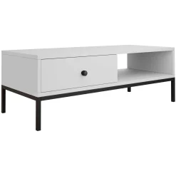Garnero Arredamenti Tavolini Moderni|Tavolini Moderni-Tavolino salotto  90x50cm design moderno bianco Pollon Bianco Opaco
