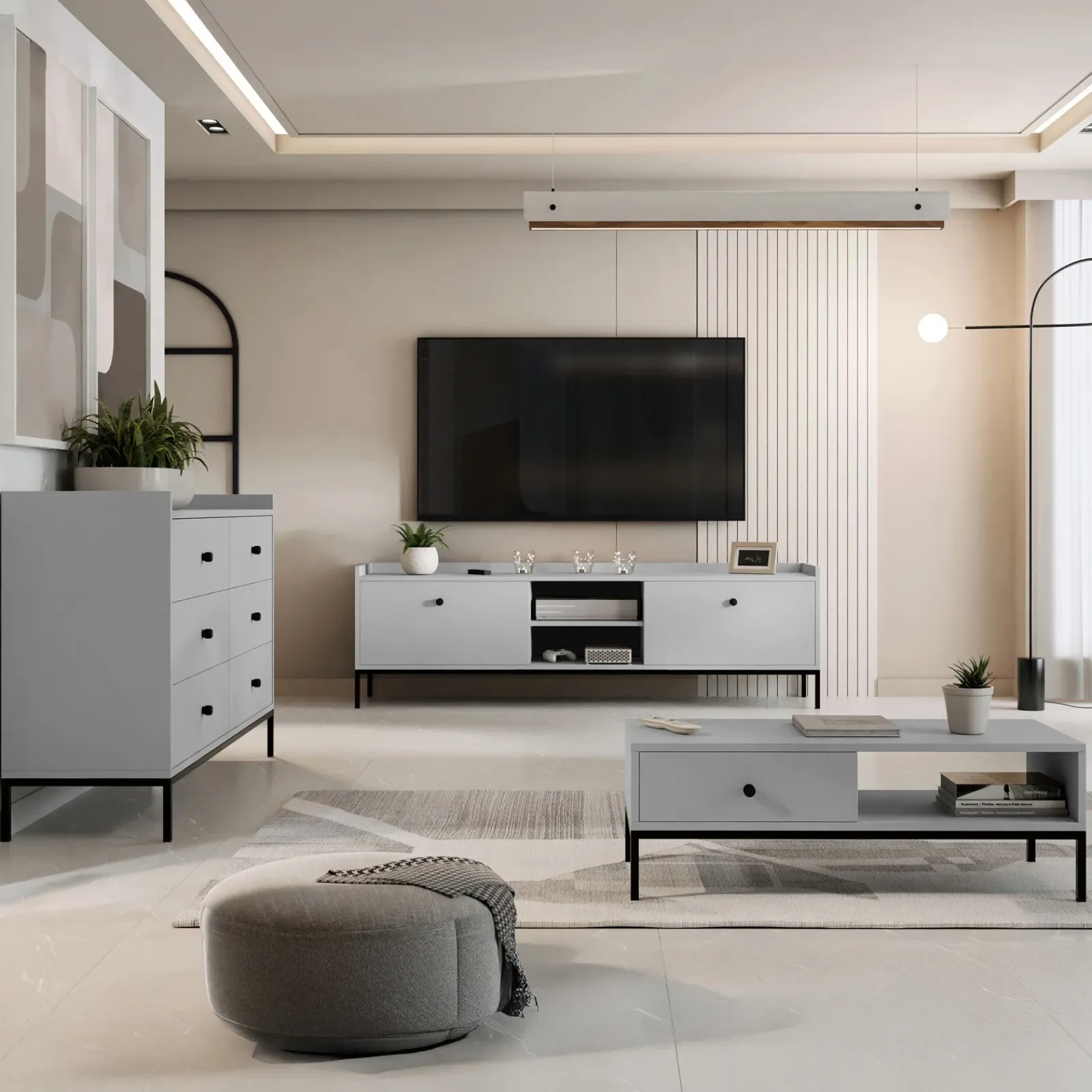 Garnero Arredamenti Tavolini Moderni|Tavolini Moderni-Tavolino salotto 90x50cm design moderno Pollon Grigio