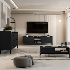 Garnero Arredamenti Tavolini Moderni|Tavolini Moderni-Tavolino salotto  90x50cm design moderno nero Pollon Nero Opaco