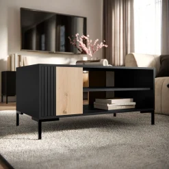 Garnero Arredamenti Tavolini Moderni|Tavolini Moderni-Tavolino soggiorno 100x55cm rovere nero Duble