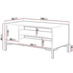 Garnero Arredamenti Tavolini Moderni|Tavolini Moderni-Tavolino soggiorno 100x55cm rovere nero Duble