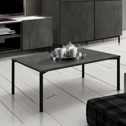 Garnero Arredamenti Tavolini Classici|Tavolini Classici-Tavolino 55x90 cm da salotto rettangolare acciaio ossidato metallo Eral