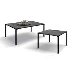 Garnero Arredamenti Tavolini Classici|Tavolini Classici-Tavolino 55x90 cm da salotto rettangolare acciaio ossidato metallo Eral