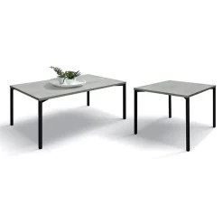 Garnero Arredamenti Tavolini Classici|Tavolini Classici-Tavolino 55x55 cm da salotto grigio metallo Blade Cemento