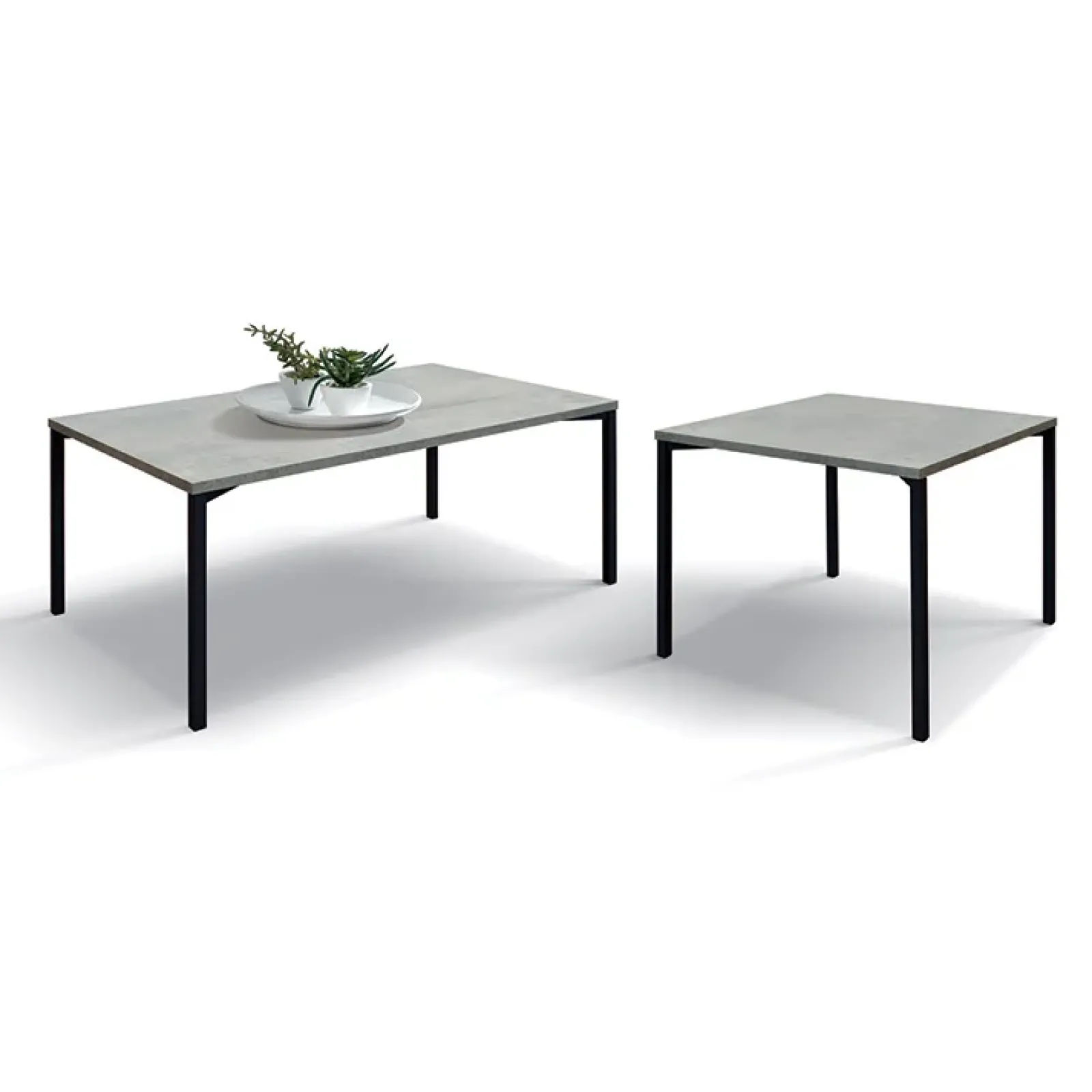 Garnero Arredamenti Tavolini Classici|Tavolini Classici-Tavolino 55x55 cm da salotto grigio metallo Blade Cemento