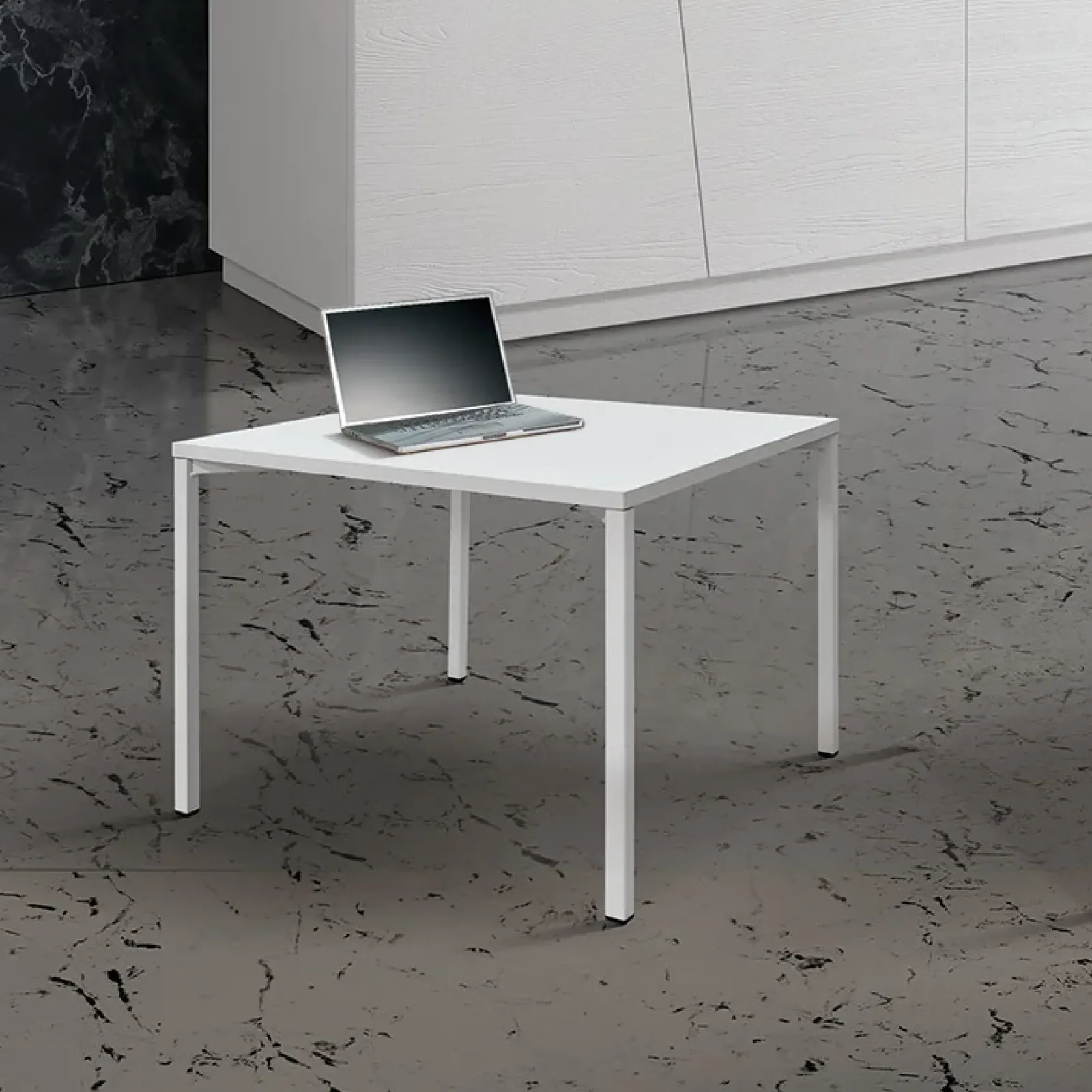 Garnero Arredamenti Tavolini Classici|Tavolini Classici-Tavolino 55x55 cm da salotto frassino metallo Blade Bianco