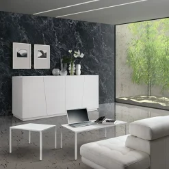 Garnero Arredamenti Tavolini Classici|Tavolini Classici-Tavolino 55x55 cm da salotto frassino metallo Blade Bianco