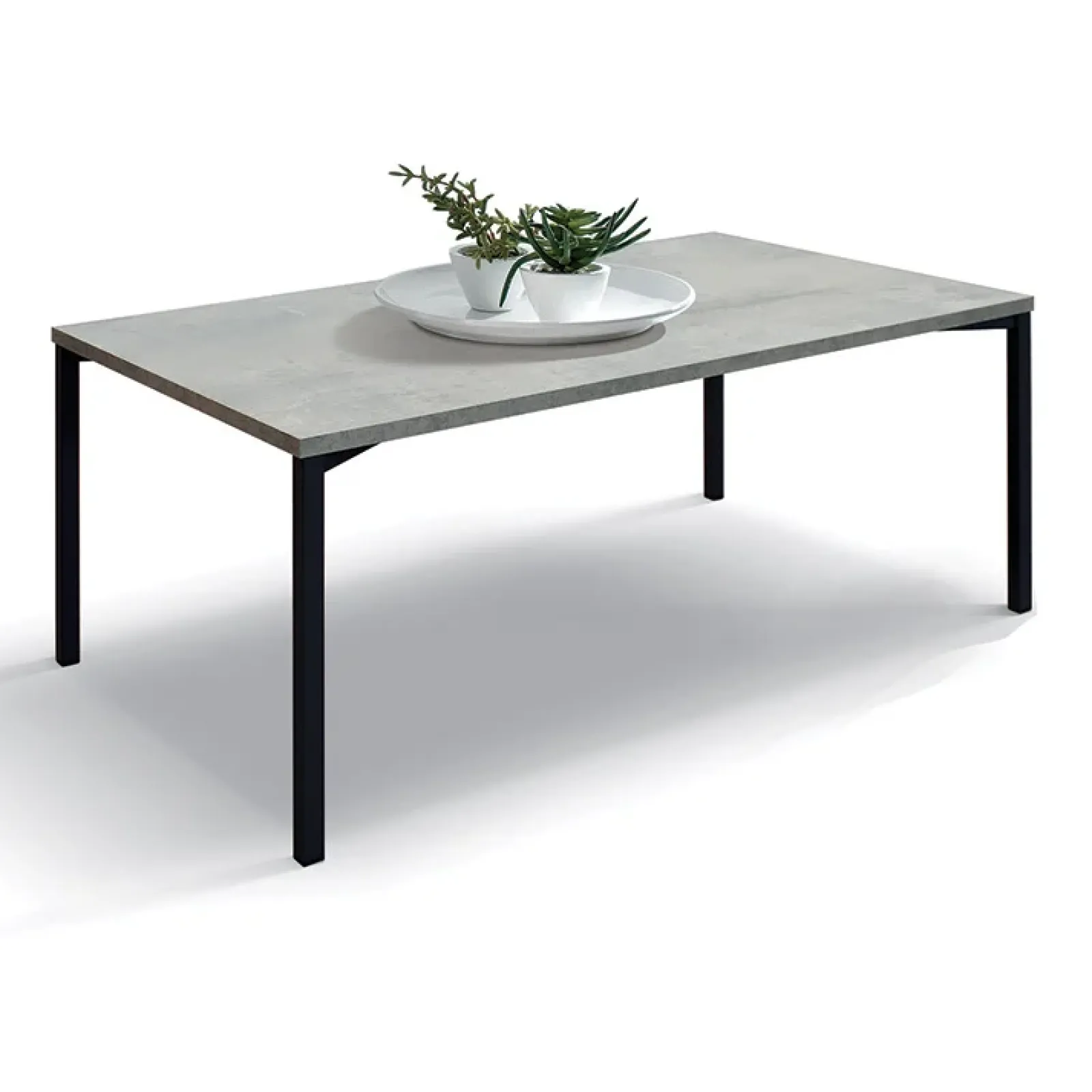 Garnero Arredamenti Tavolini Classici|Tavolini Classici-Tavolino 55x90 cm da salotto rettangolare grigio metallo Blade Cemento