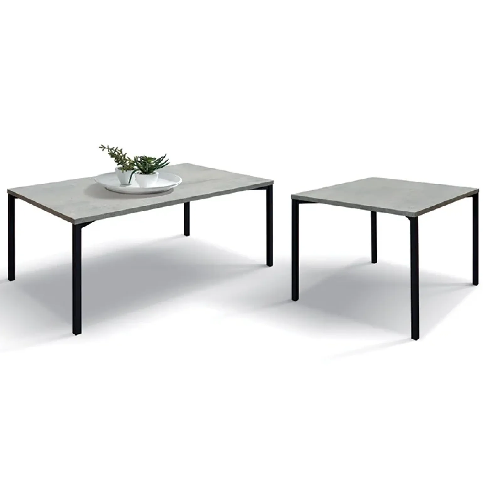 Garnero Arredamenti Tavolini Classici|Tavolini Classici-Tavolino 55x90 cm da salotto rettangolare grigio metallo Blade Cemento