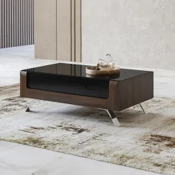 Garnero Arredamenti Tavolini Classici|Tavolini Classici-Tavolino 110x65cm da salotto 1 cassetto noce nero lucido Jumbo Nero Lucido - Noce