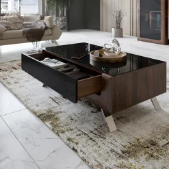 Garnero Arredamenti Tavolini Classici|Tavolini Classici-Tavolino 110x65cm da salotto 1 cassetto noce nero lucido Jumbo Nero Lucido - Noce