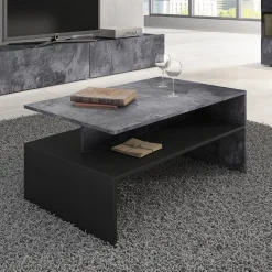 Garnero Arredamenti Tavolini Moderni|Tavolini Moderni-Tavolino 100x45cm da salotto design ossido e nero Emotion Gihome® Nero Opaco - Ossido